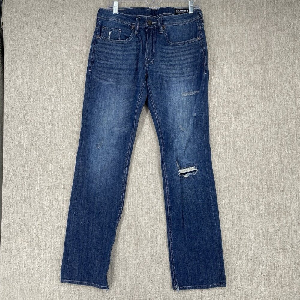 Buffalo David Bitton Driven-x Jeans Men 30x34 Blue Distressed Relaxed Straight